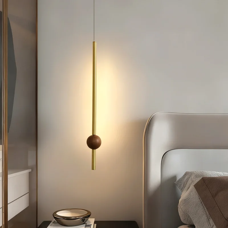 Full Copper Pendant Lights Bedsides Luxurious Modern Simple Long Pole Ceiling Chandeliers Bar Counter Restaurant Cafes Art Decor