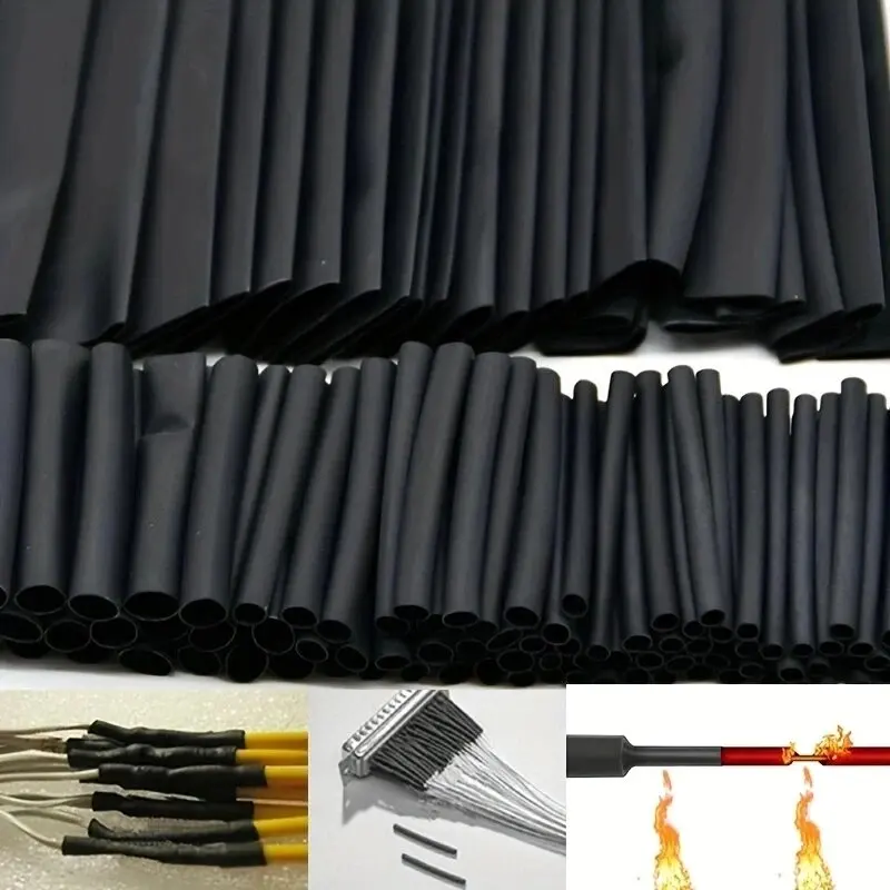 127Pcs/lot Black Heat Shrink Sleeving Set Thermoresistant Tube Shrink Wrapping  Wire Cable Polyolefin Wrap Tubing