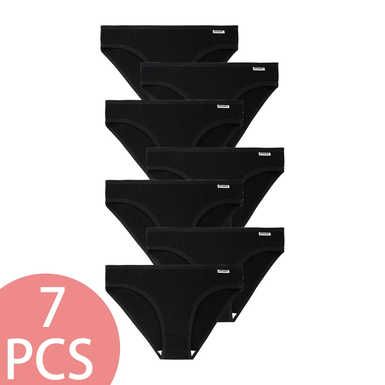 7-piece black basic versatile thread pure cotton solid-color women's briefs and women's body-hugging briefs