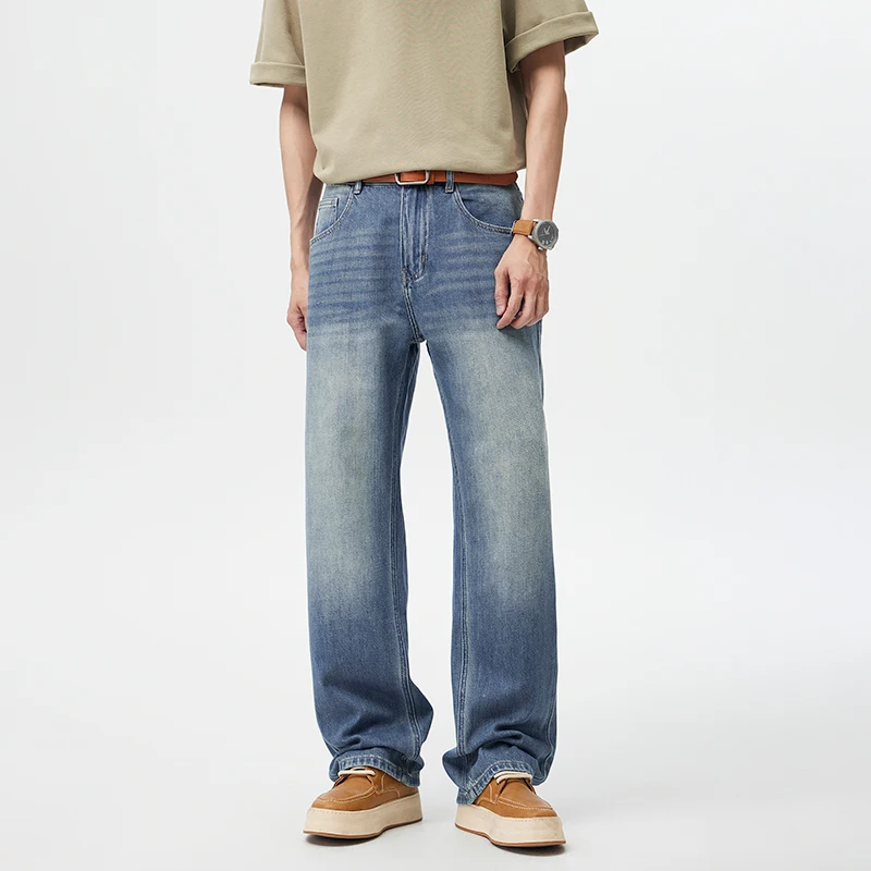 

Plus Size 28-42 Straight Jeans Men Fashion Vintage Washed Denim Loose Casual Jeans Denim Pants Male Streetwear Jeans Trousers