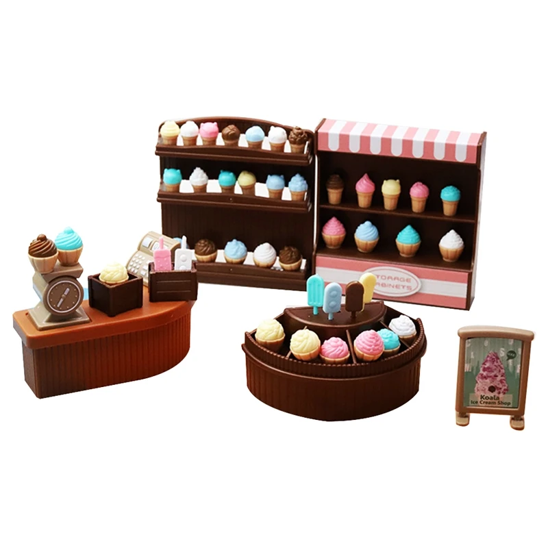 1:18 Simulation Mini Mini Ice Cream Shop Set Milk Cone Decoration Dollhouse Children Play House Toys