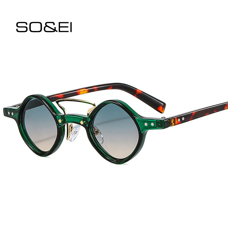 SO & EI Fashion małe kwadratowe okulary przeciwsłoneczne damskie Retro podwójne mosty przezroczystego szkła z efektem oceanu odcienie UV400 mężczyźni nity Punk okulary przeciwsłoneczne