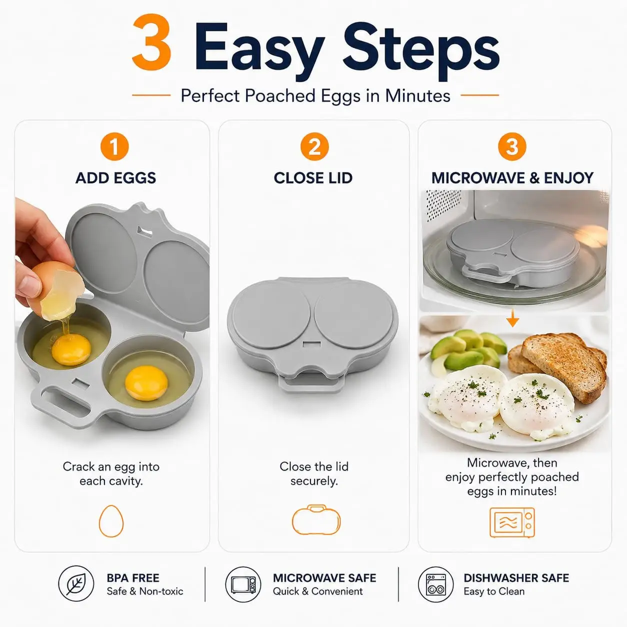Microwave Egg Cooker Double Cavity Egg Poacher Food Grade Non Stick Egg Steamer Oil Free Breakfast Maker Reusable Kitchen Mold