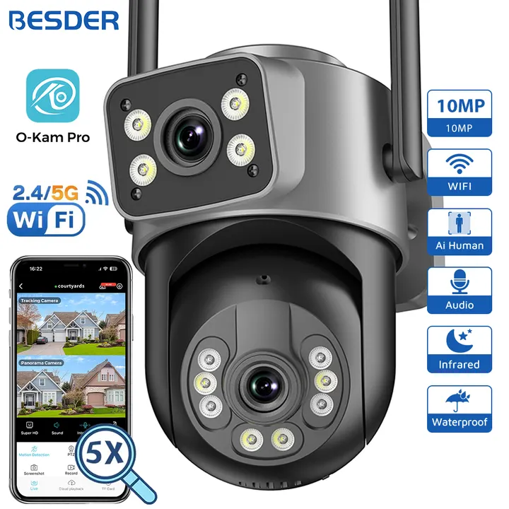 BESDER 5K 10MP PTZ WiFi Camera with AI Auto-Tracking