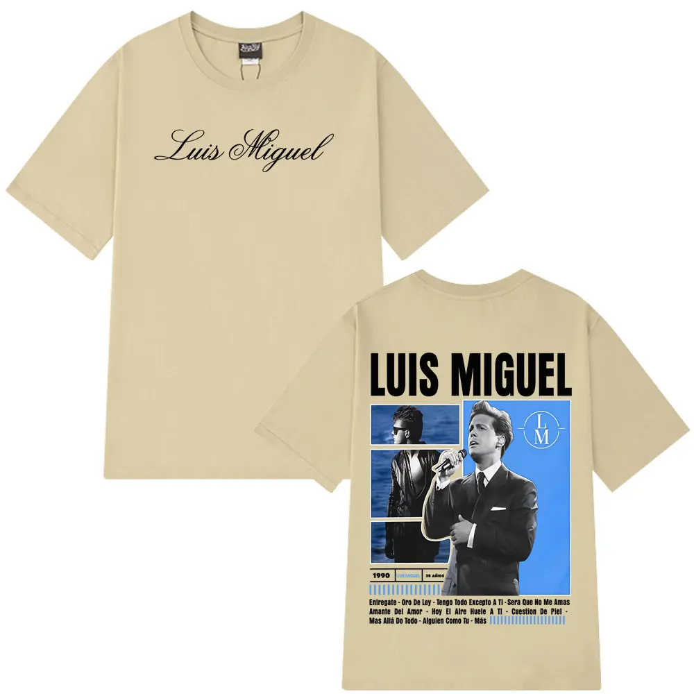 مغني الراب لويس ميغيل ألبوم الجرافيك تي شيرت الرجال النساء موضة الهيب هوب تي شيرت تقليدي المتضخم القطن الذكور تي شيرت الشارع الشهير