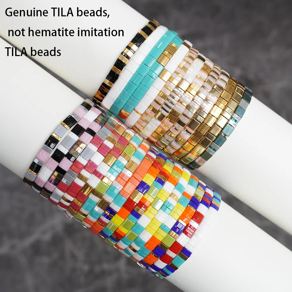 New Fashion Women's Bracelet for Couples, College Students, Light Luxury Retro Trendy Tila Bracelet, Japanese Imported Miyuki Bracelet, Multi-Layer Stackable