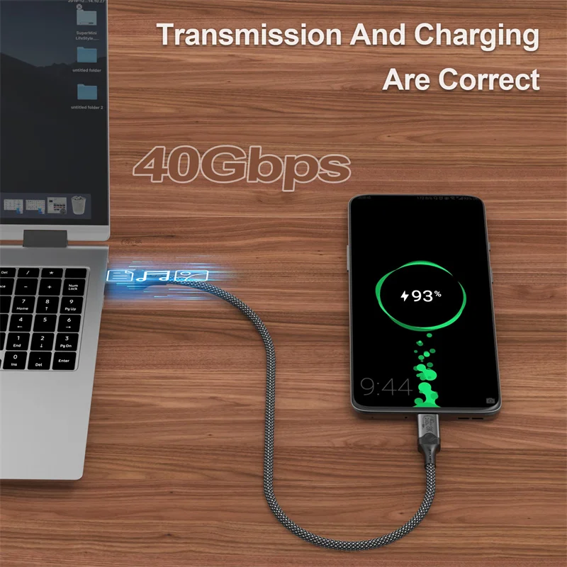 240W Fast Charging Cable USB4 Thunderbolt 4 Type C Cable 40Gbps Data Transfer 8K@60Hz for iPhone 15 Pro Max SSD Power Bank USB C