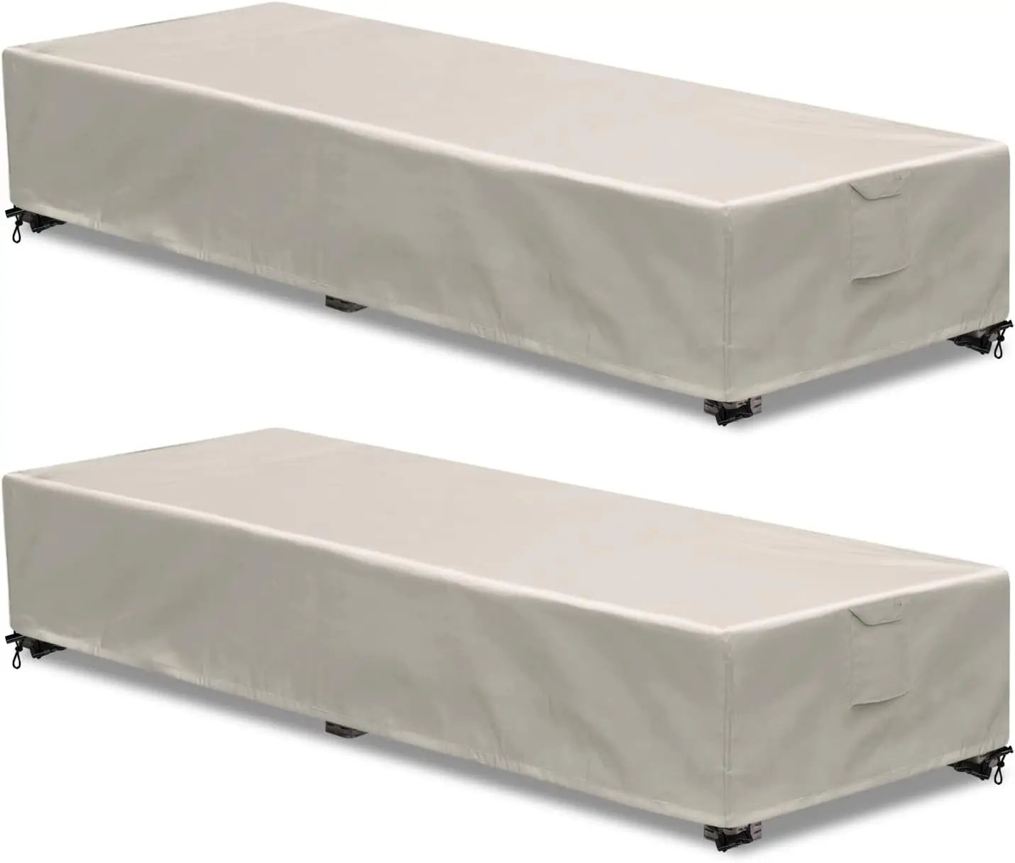 

Outdoor Chaise Lounge Cover 2 Pack 78x26x12 in Beige Waterproof 600D