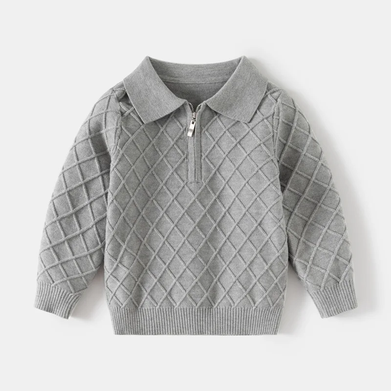 1-8T Toddler Kid Boy Sweater Spring Winter Clothes Warm Pullover Top Long Sleeve Plaid Sweater Girl Fashion Gentleman Knitwear image 4