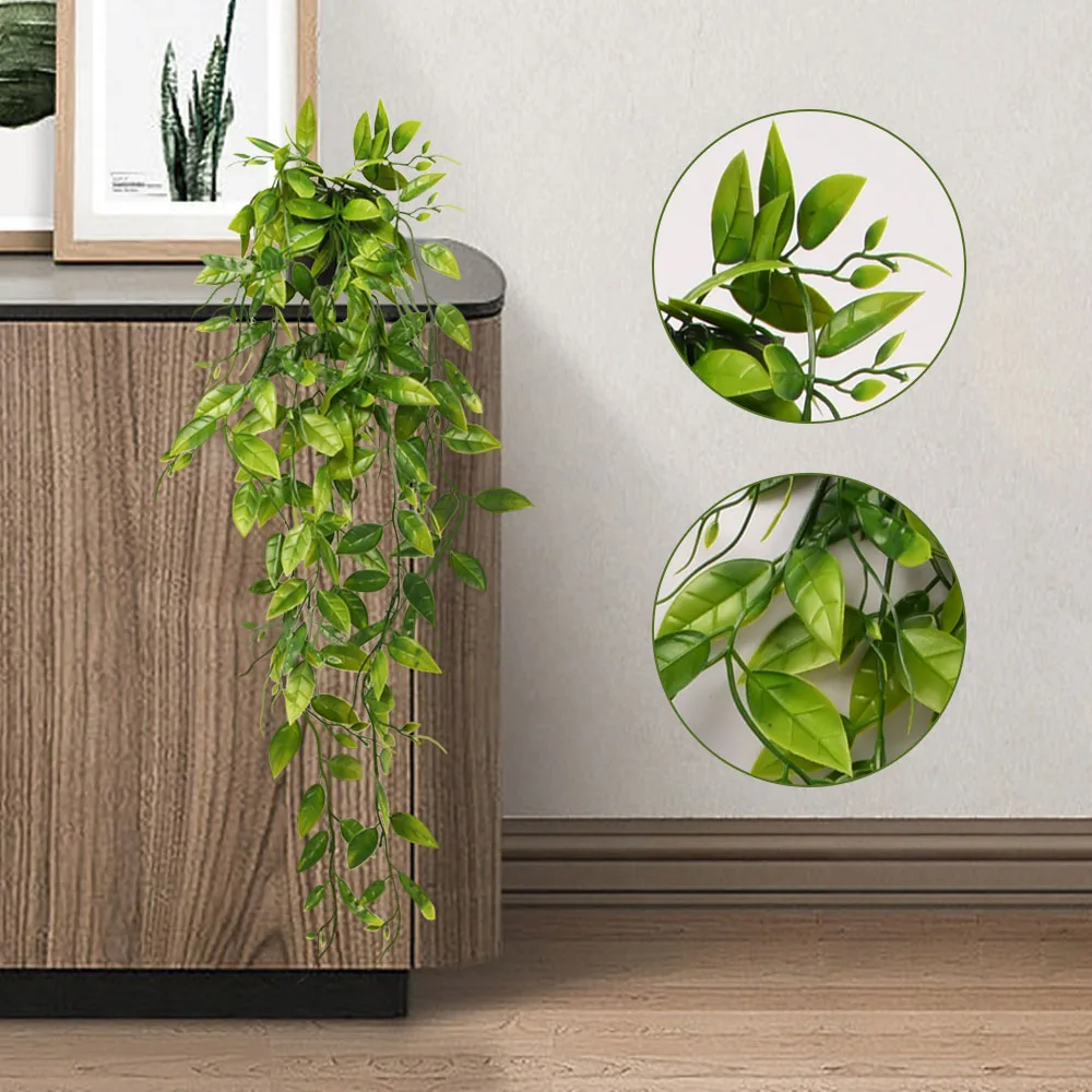 Artificial Vine Plants Hanging Ivy Green Leaves Garland Grape Without Pot Fake Greenery Plant Accessories Garden Decoration Home