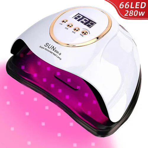 Lámpara LED para uñas para manicura, máquina secadora de uñas de 280W, lámpara de secado UV para curado de esmalte de uñas de Gel UV con pantalla LCD con detección de movimiento