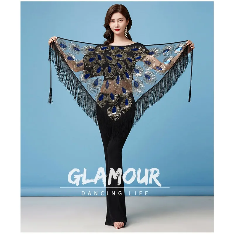 Индивидуальные костюмы для танца живота, модальный свободный комплект брюк с рукавами «летучая мышь» и треугольным шарфом с кисточками, тренировочная одежда для начинающих