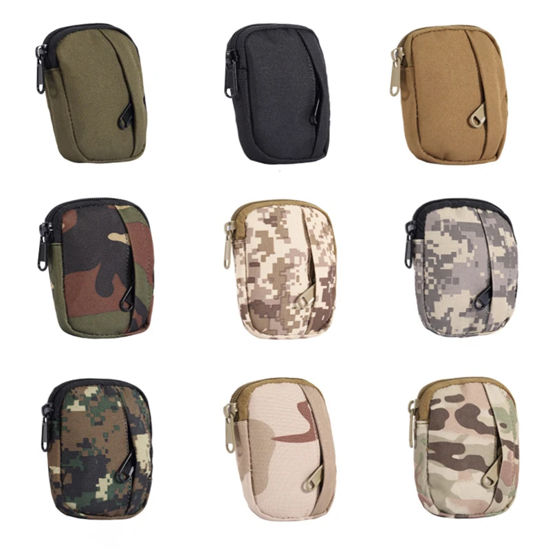 EDC-Mini porta llaves para hombre, monedero, bolsillo pequeño, llavero con cremallera, paquete de puerta, bolsa de camuflaje del ejército militar