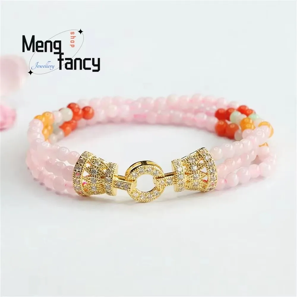 Natural A-goods Jadeite Pink Colourful Jade Bracelet Exquisite Elegant Simple High-grade Sexy Young Girls Luxury Quality Jewelry 4