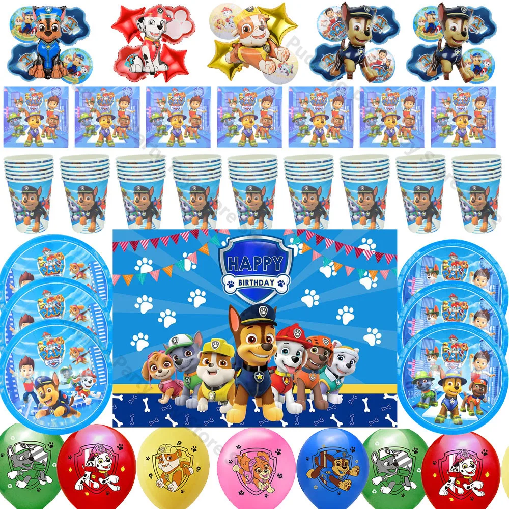 

Cartoon PAW Patrol 1-9th Foil Ballon Set Children Birthday Party Supplies 1 Year Old Anniversary Tableware Party Supplies Decor