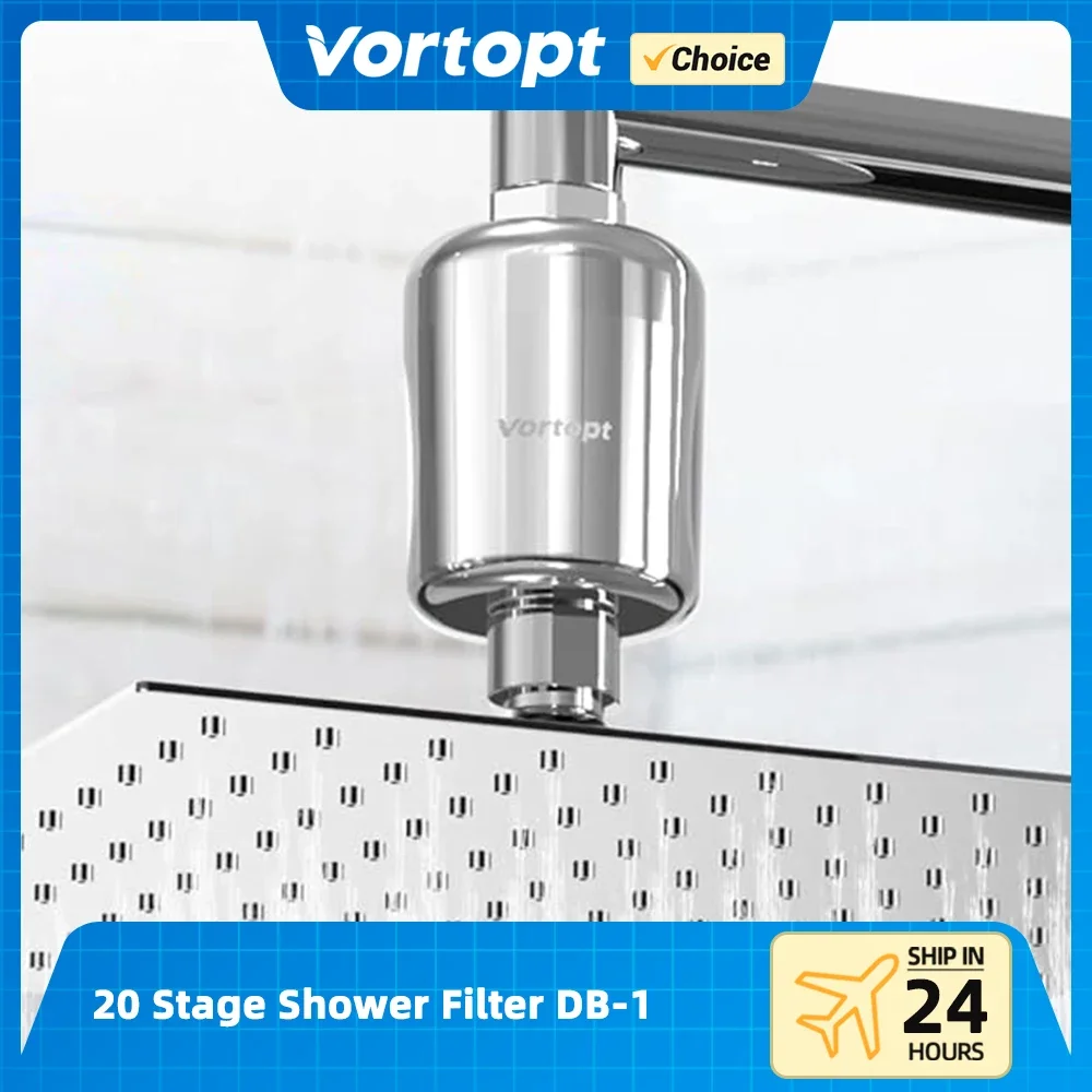 Vortopt 20 Stage Shower Filter DB-1 Shower Head Filter for Hard Water Remove Chlorine Fluoride Heavy Metals Sediments Impurities