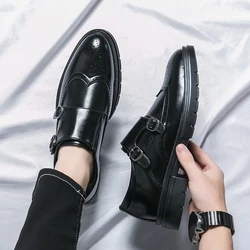 Luxury Dress Shoes Men Casual Leather Shoes Handmade Wingtip Oxford Shoe Model Fashion Show Workplace Business Formal Derby Shoe