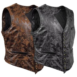 Vintage Men' Medieval Button Vest Faux Leather Single Chest Sleeveless Knight Costume Role Play Waistcoat