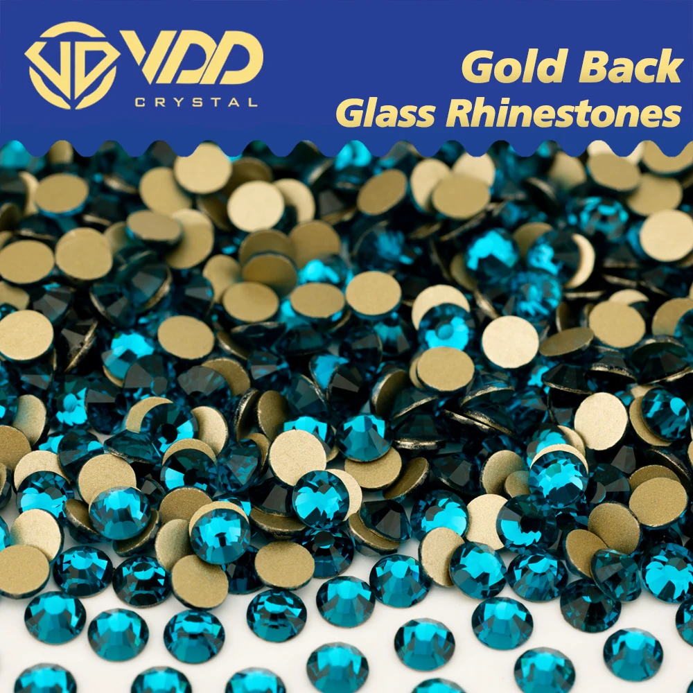 VDD 025 Indicolite High Quality SS4-SS20 Glass Rhinestones Crystal Gold Flatback Strass Stones DIY Nail Art Crafts Decorations