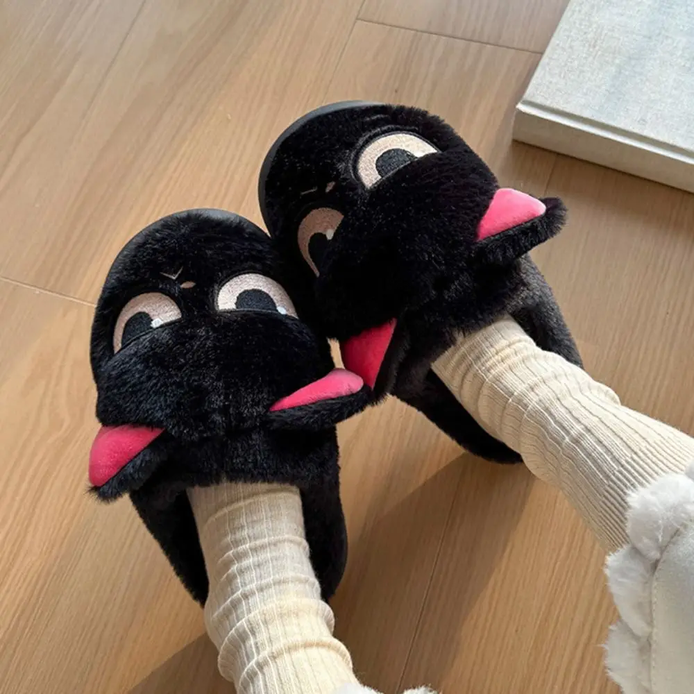 شباشب قطيفة شتوية غير رسمية على شكل قطة ناعمة وسميكة ودافئة من فروي كرتونية لطيفة مضادة للانزلاق أحذية قطنية منزلية داخلية #1