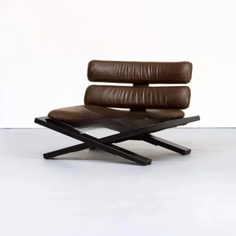 

ss26 S26 Original designer, black leather leisure chair Italian light luxury, special-shaped sofa single chair