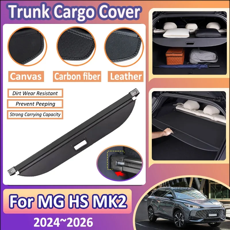 Car Trunk Cargo Cover For MG HS MK2 2024 2025 2026 Roewe RX5 D5X eRX5 MK3 Storage Partition Privacy Curtain Interior Accessories