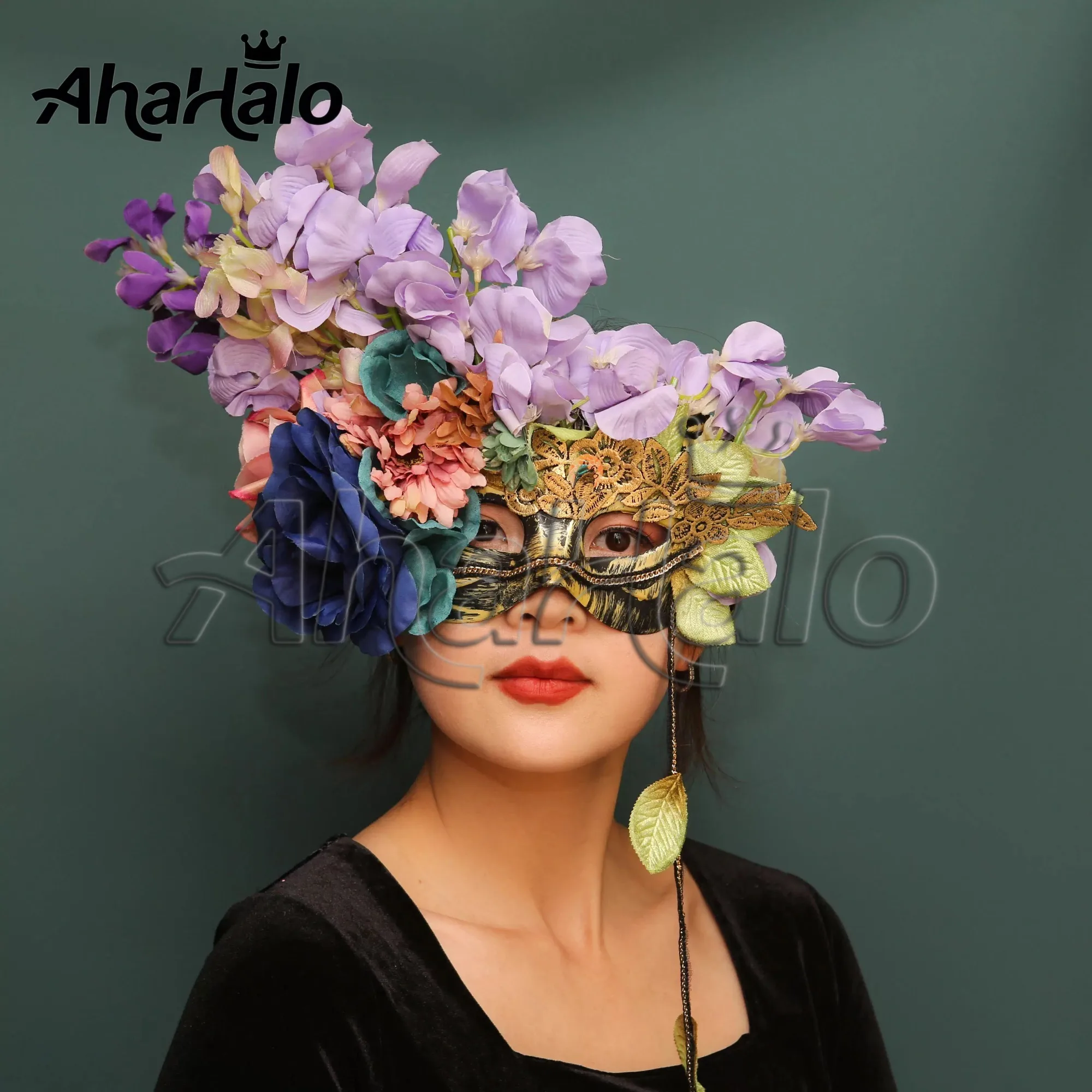 Masquerade Mask for Women Colorful Flower Masks Half-Face Mask Ball Party Mardi Gras for Women Cosplay Party Face Accessory