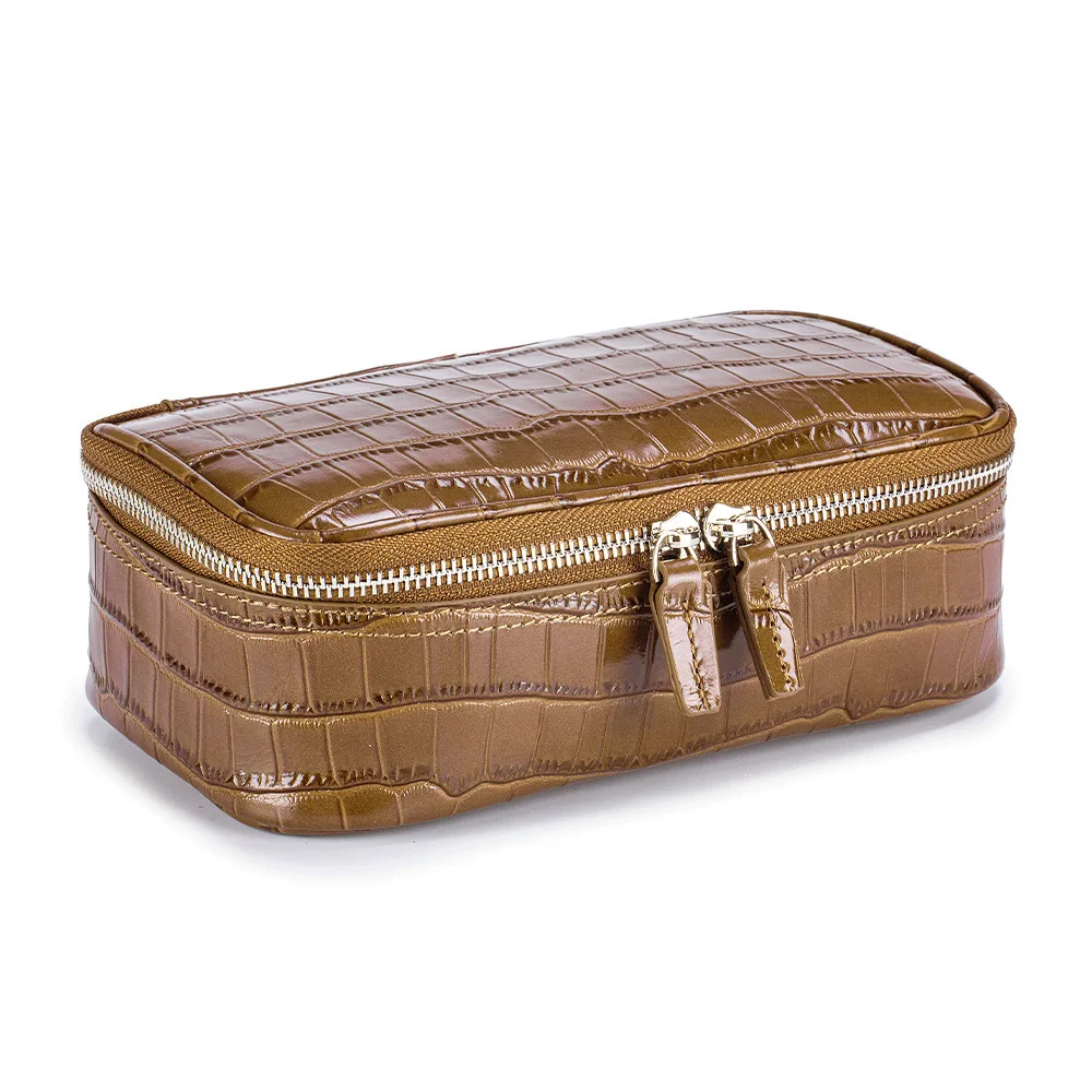 Alligator Pattern Genuine Leather Cosmetic Bag Waterproof  Cow Leather Make Up Bag Oranizer Travel Toiletry Case for Ladies