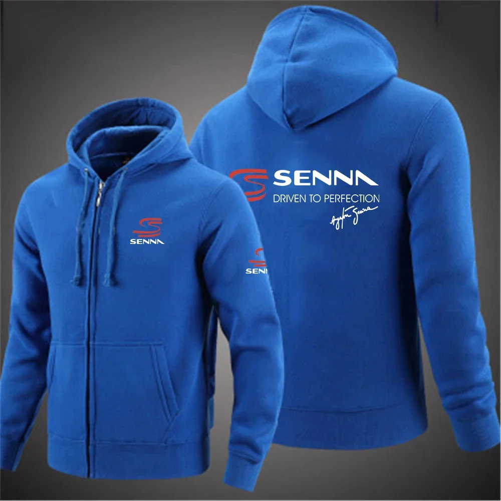 Ayrton Senna High Quality Fashion Men Retro Harajuku Solid Color Jacket High Street Zip Up Hoodie Casual Loose Sweatshirt Clothe