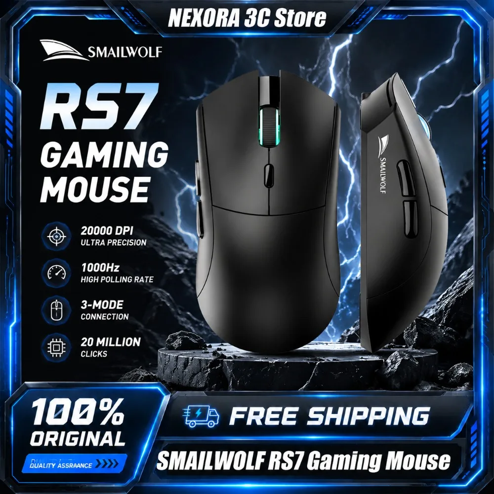 SMAILWOLF RS7 Bluetooth Wireless Gaming Mouse PAW3311/20000DPI Macro Driver Laptop Desktop for Computer Office Game Gifts