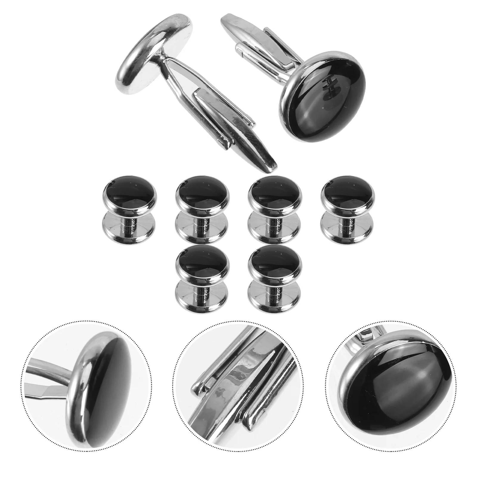 8 Pcs Suit Button Cufflinks French Shirt Tuxedo Gentleman Studs Tie Clips Adornments Copper Style Decors Office Chic