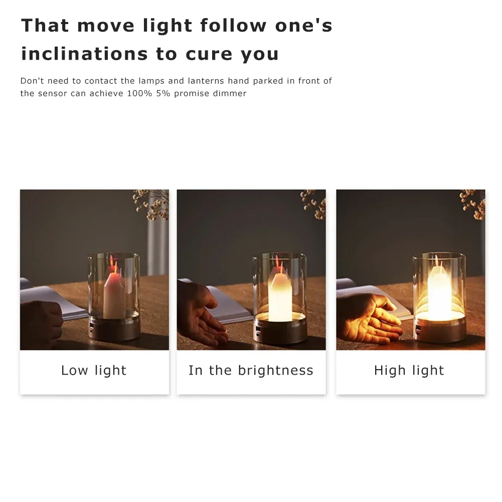 Stimulation Candlelight Atmosphere PIR Motion Sensor Manual Scanning LED Night Light USB Charging Decoration Automatic Switch