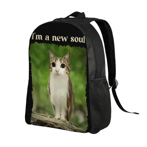 Imagen 2 del producto Mochila divertida con meme de gato y búho, mochila de poliéster para hombre, mochilas suaves para senderismo, mochilas escolares, mochila.