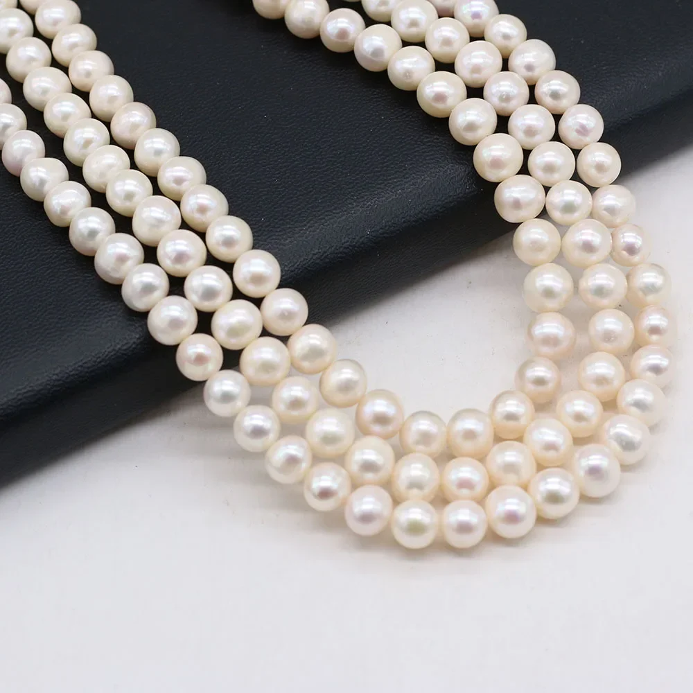 High-quality Grade AAA 100% Natural Freshwater Pearl Bead White Round 8-9mm Loose Bead for Jewelry Making DIY Necklace Bracelets