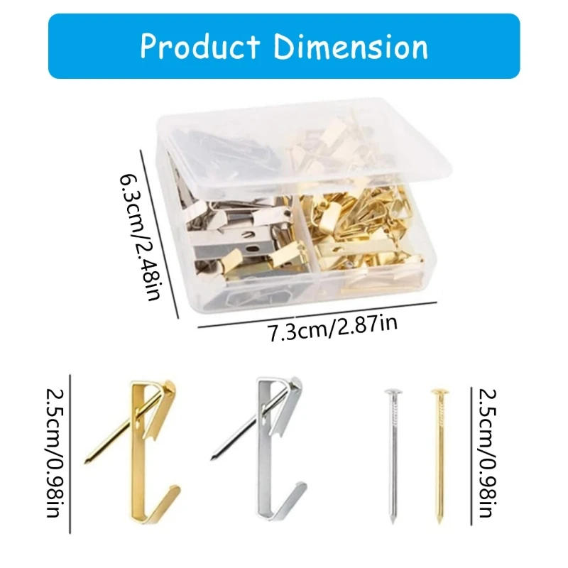 40Pcs Picture Hanging Hook with Nails Heavy Duty Picture Frame Hangers for Hanging Pictures, Clock, Home Decorations