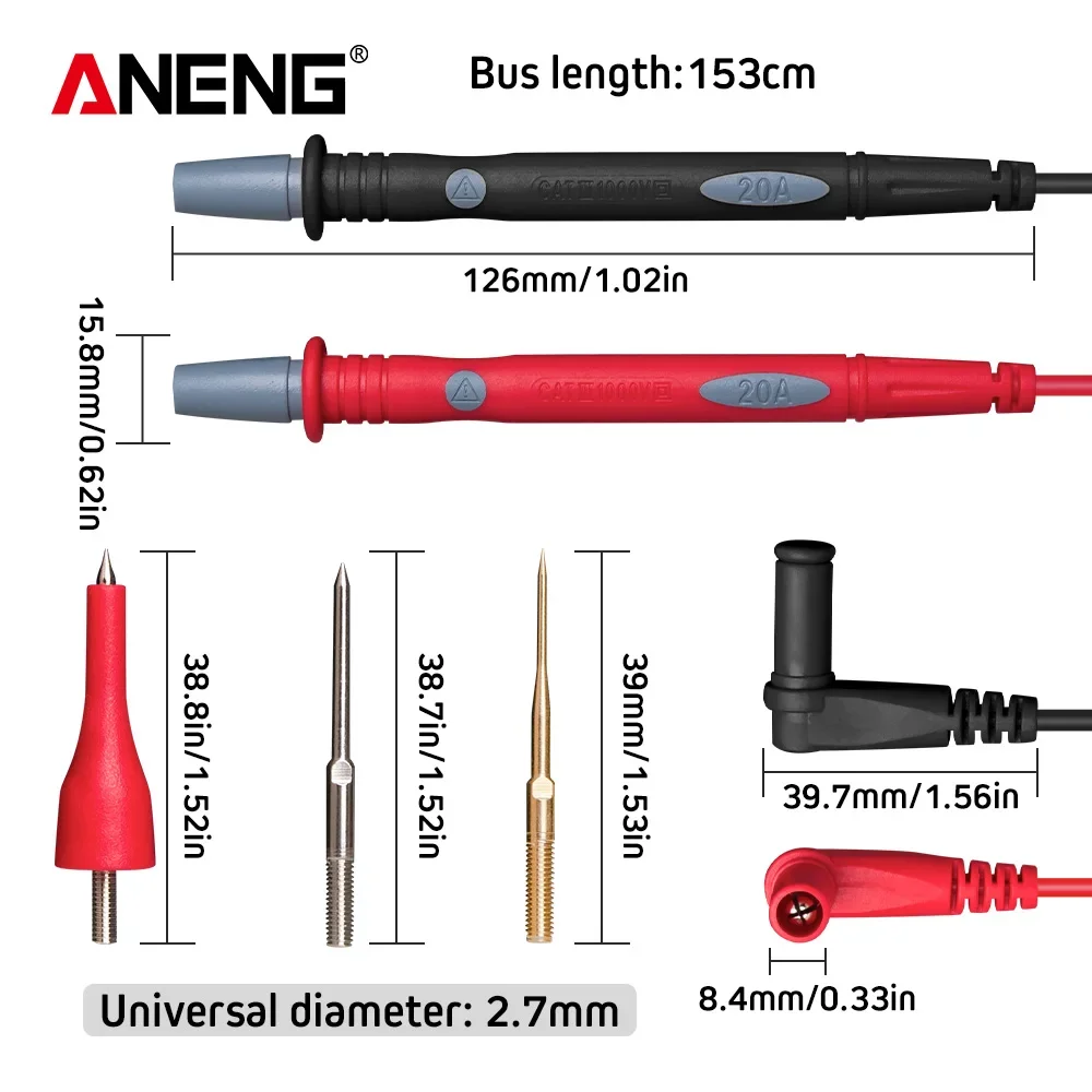 ANENG-cables de prueba de sonda PT1010, 1000V, 20A, multímetro Digital, punta de aguja, multímetro, probador, Cable de pluma
