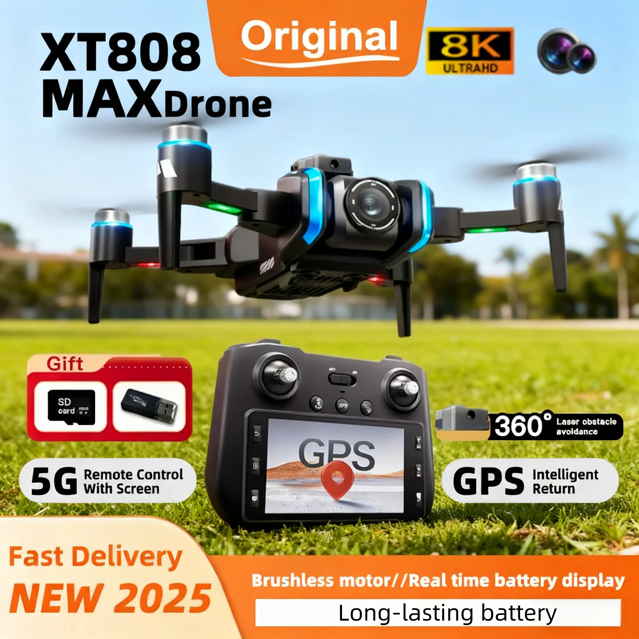 ل Xiaomi XT808 GPS الطائرة بدون طيار 8K التصوير الجوي شاشة كبيرة تحديد المواقع التدفق البصري فرش تجنب العوائق الذكية #2