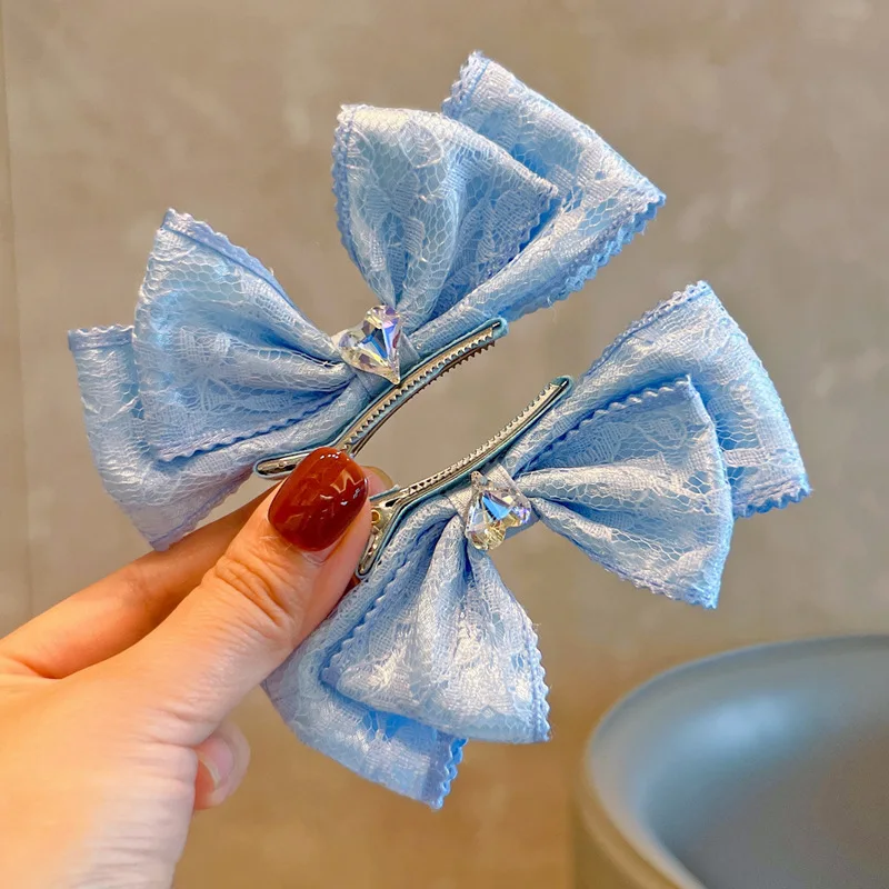 2PCS New Fashion Lace Three-dimensional Bow Cute Hair Clips Gilr Hairpins Hair Accessories Barrettes Kid Headdress