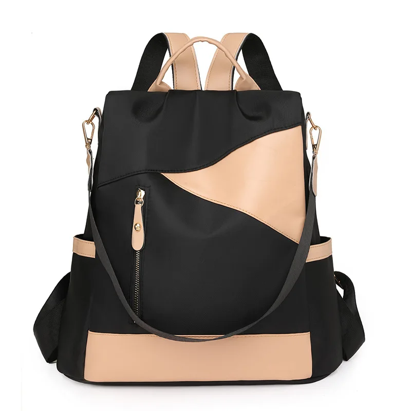 

Europe and United States new splicing shoulder bag contrast soft shoulder bag spring new student multi-purpose ladies backpack.
