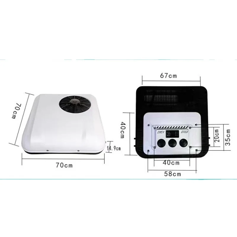التبريد العالمي التدفئة تيار مستمر 12 فولت 24 فولت RV على السطح الكهربائية وقوف السيارات مكيف الهواء لمقطورة القافلة