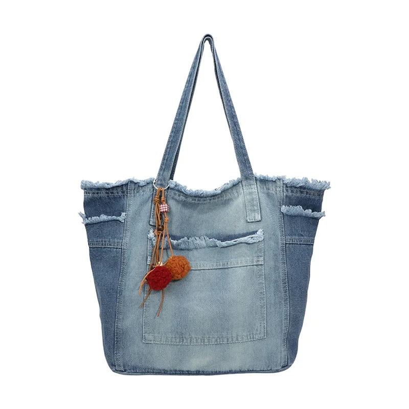

Japanese Style Casual Washed Denim Tote Bag for Women2026New versatile large-capacity shoulder handbag