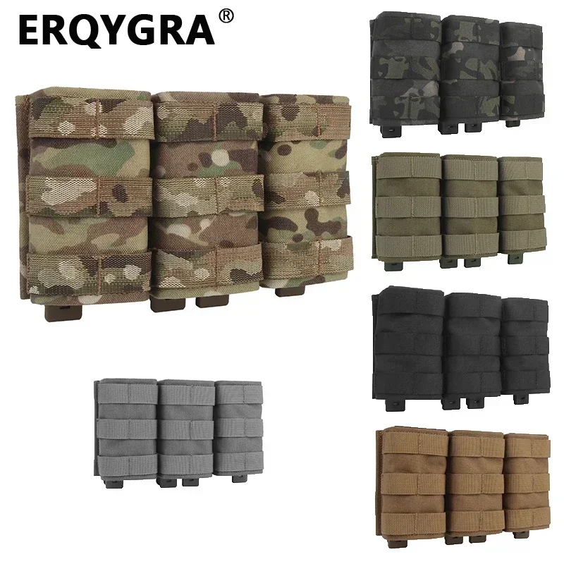 ERQYGRA-fundas de caza tácticas, bolsa Molle Triple Mag rápida 7,62, bolsa larga, pistola, revista, Paintball, accesorios para sistema Airsoft