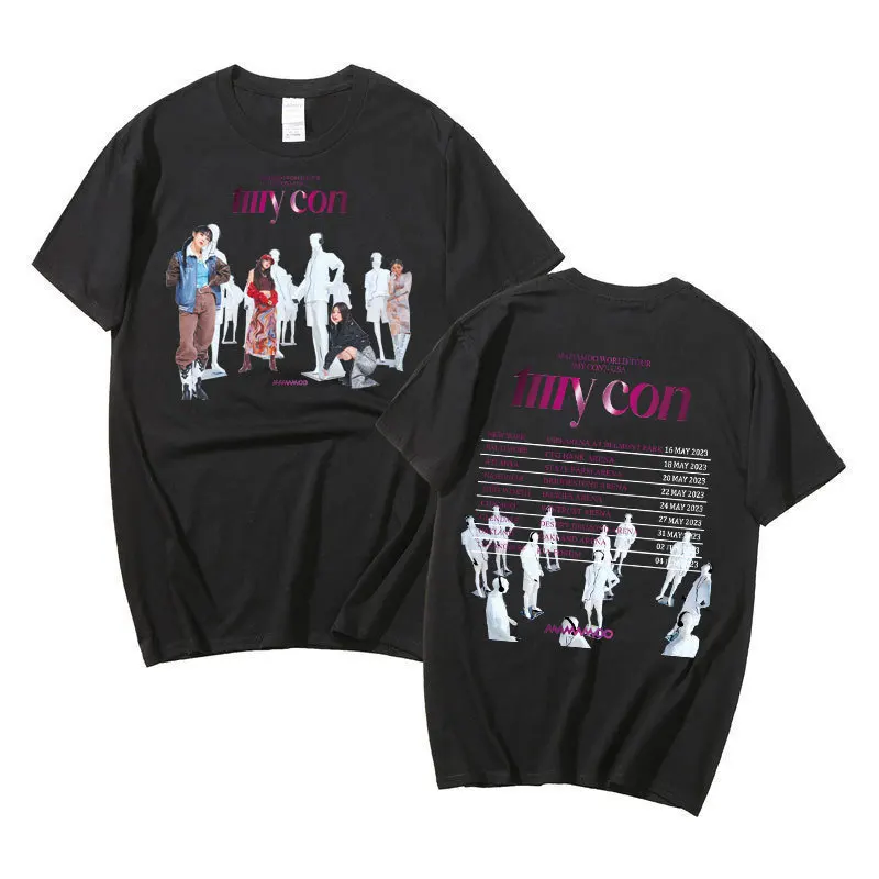 

Mamamoo My Con World Tour T Shirt Y2k Fashion Streetwear Hip Hop T-shirt Women Men Kpop Summer 100% Cotton Tops Short Sleeve Tee