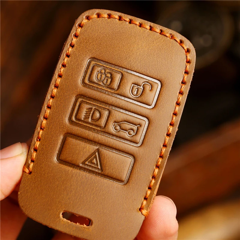 

Leather Car Remote Key Cover Case Holder shell Bag Chain Fob For Land Rover RangeRover Sport Evoque Freelander Velar Discovery