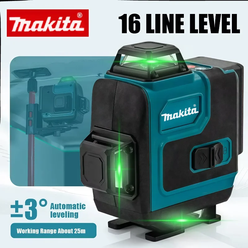 ماكيتا 360 ° عمودي 16 خط مستوى الليزر الخط الأخضر التسوية الذاتية عالية الدقة المحمولة عبر شعاع أخضر قوي للغاية #1