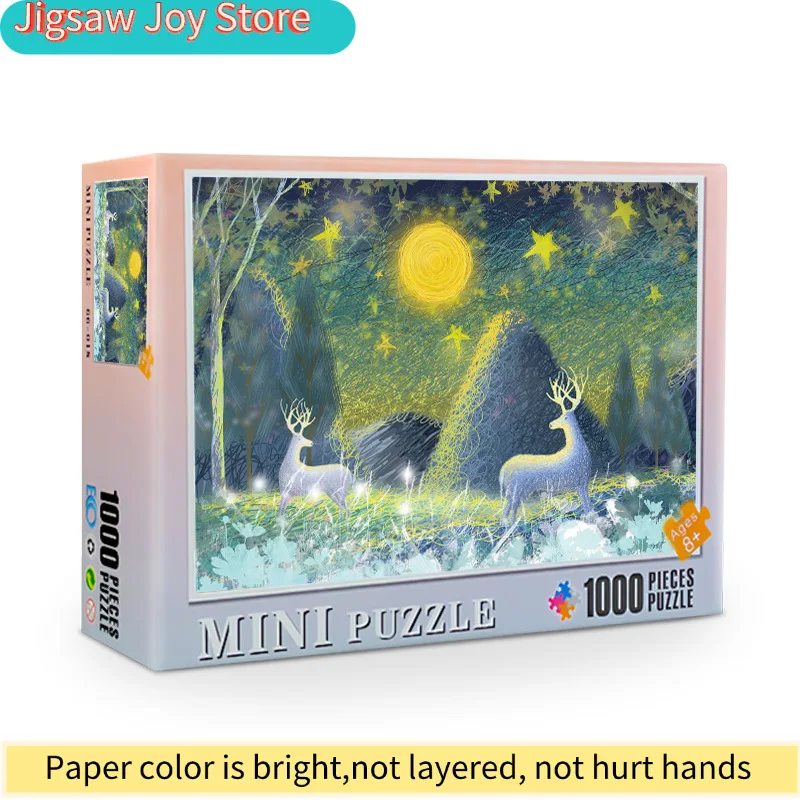 

Мини-пазл на 1000 элементов для взрослых и детей: «Ночной олень» — игрушка-головоломка, семейная игра, по мотивам всемирно известной картины маслом, декор для дома