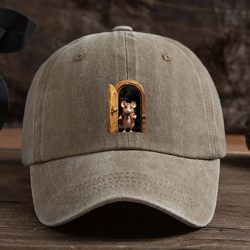 Niedliche, mit Maus bedruckte Baseballmütze, vielseitiger Outdoor-Freizeit-Angelhut, Sonnenschutz, Entenzunge, Reisehut
