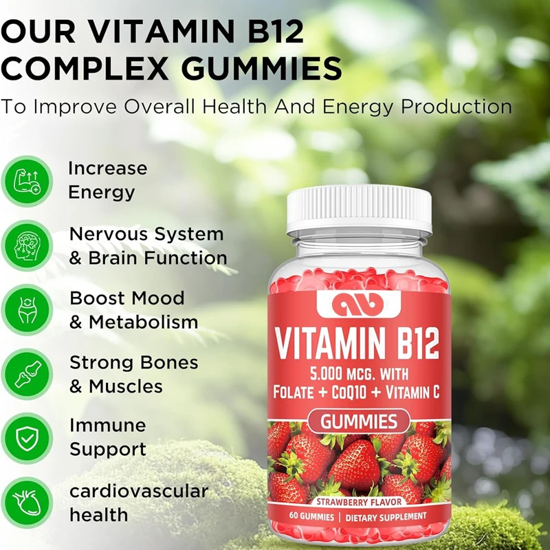 Complejo de vitamina B12, 5000 mcg, metil B12, adenosina B12 e hidroxyb12, para energía y Salud ósea