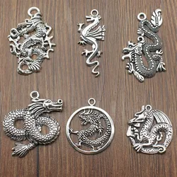 5pcs Charms Dragon DIY Jewelry Findings DIY Jewelry Making Jewelry Accessories Antique Silver Color Flying Dragon Charms