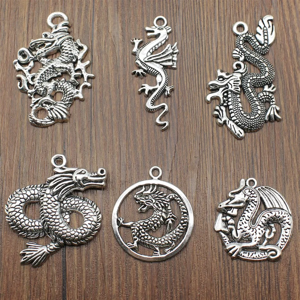 5 sztuk Charms smok DIY komponenty do biżuterii DIY tworzenia biżuterii akcesoria do biżuterii antyczne srebro kolor latający smok Charms